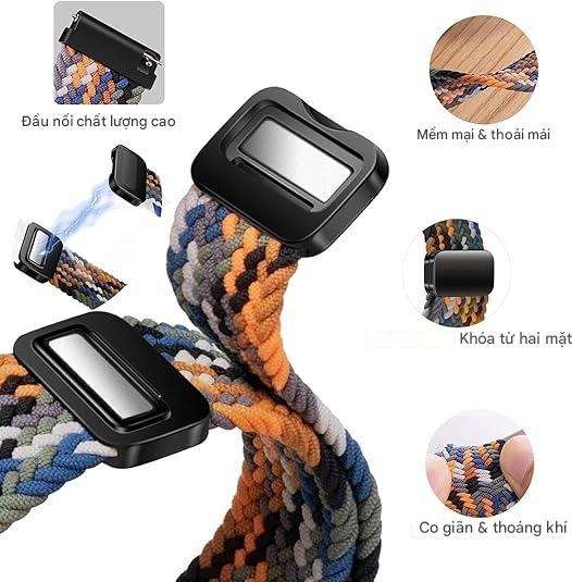 Dây đồng hồ vải bện Nylon size 22mm